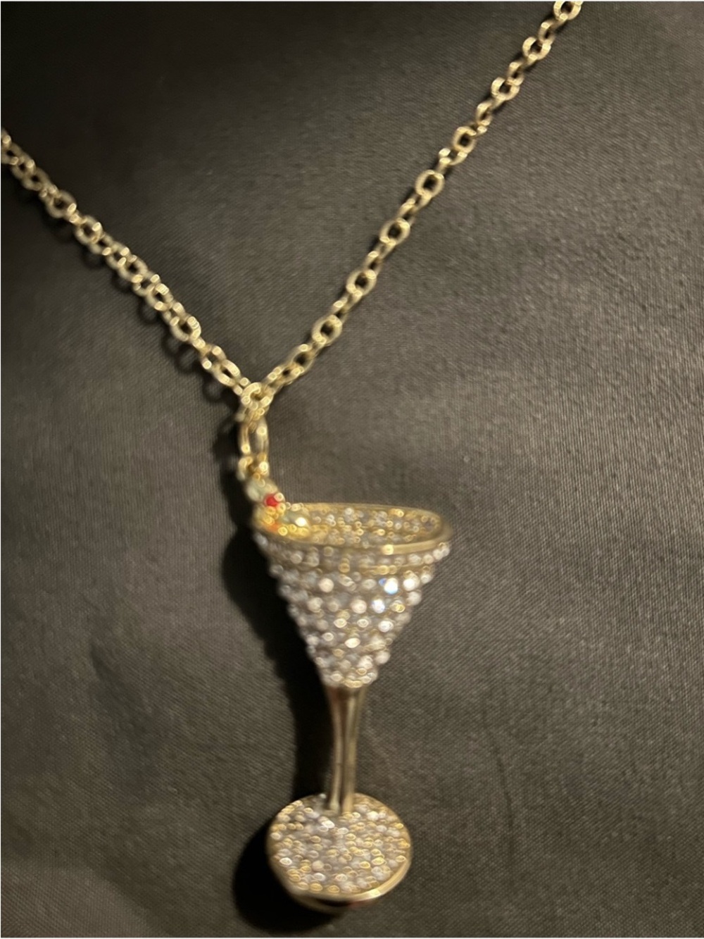 Heidi Daus 20” Gold Cocktail Glass Pendant Necklace with Crystal Accents
